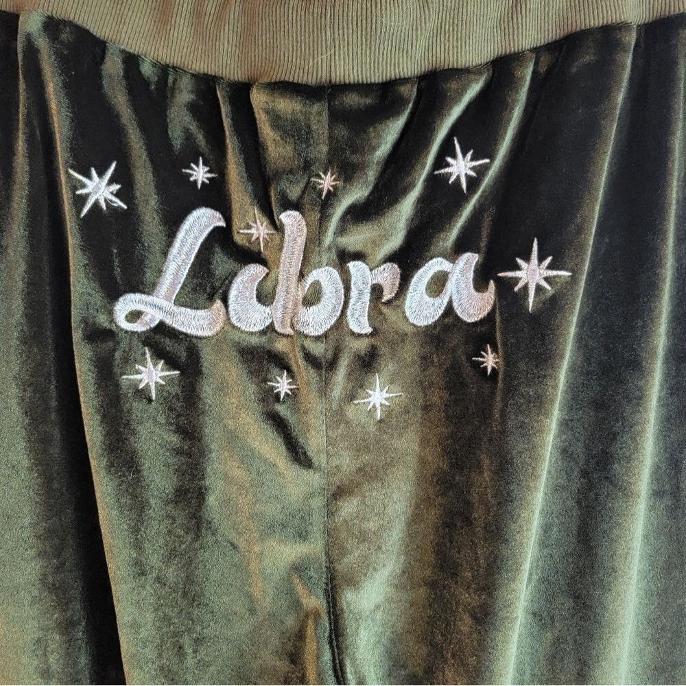 Libra Zodiac Dolls Kill Horoscope Heavenly Scales Velour Green Sweat Lounge Pant - Picture 6 of 8